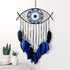 White Evil Eye Dream Catcher - Handmade Wall Hanging - Image 3