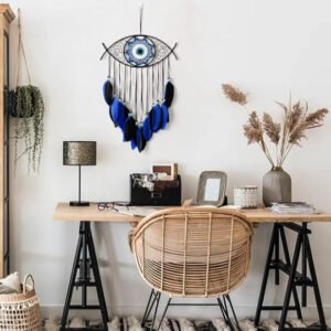White Evil Eye Dream Catcher - Handmade Wall Hanging