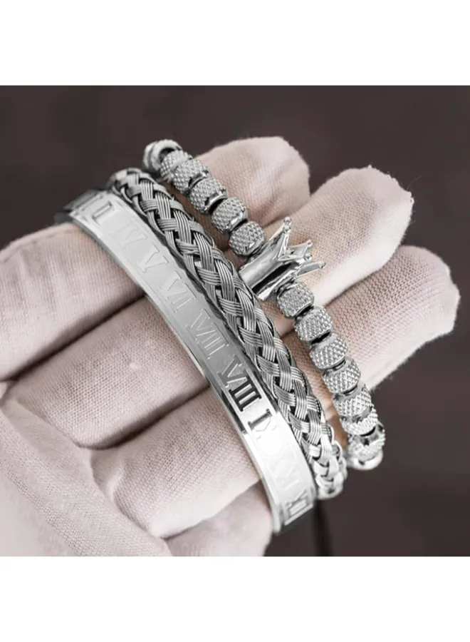 Stainless Steel Crown Bangle - Image 2