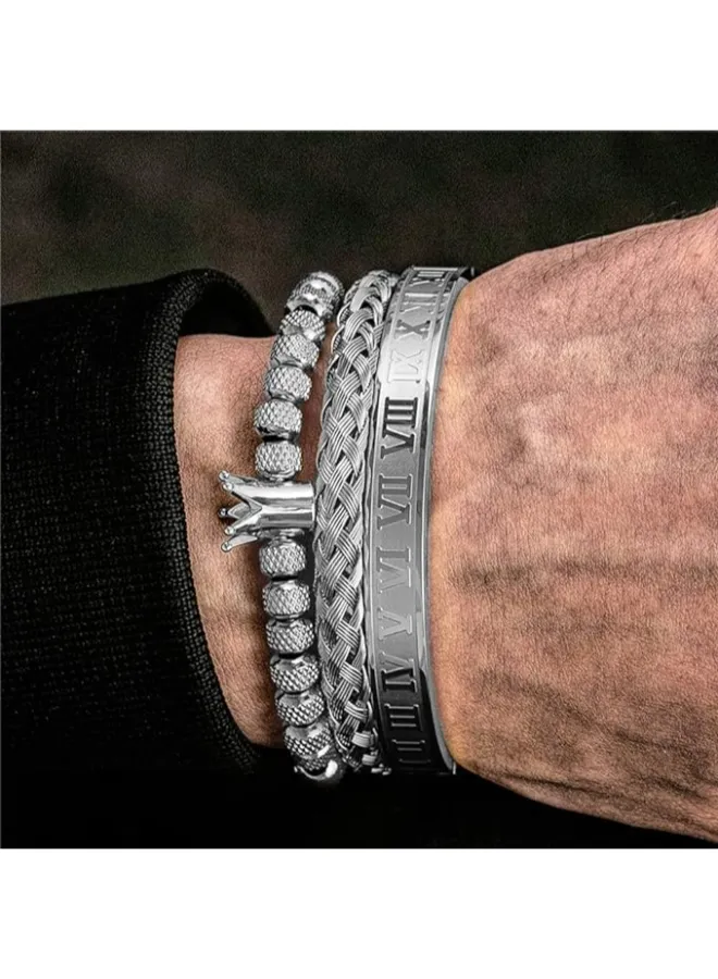 Stainless Steel Crown Bangle - Image 4
