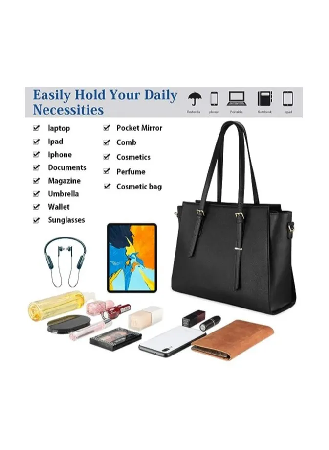Leather Laptop Tote — 15.6" - Image 2
