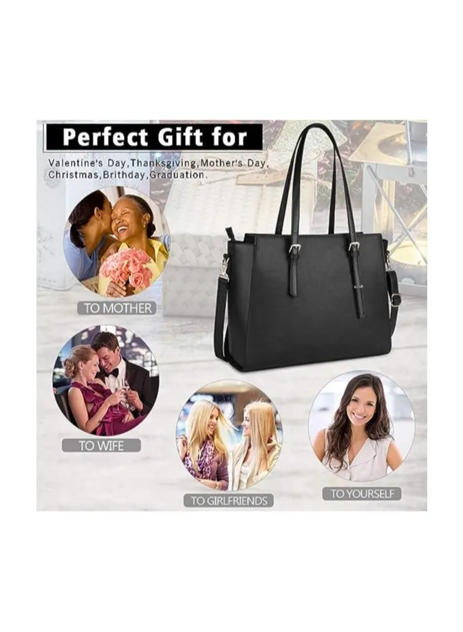 Leather Laptop Tote — 15.6" - Image 3