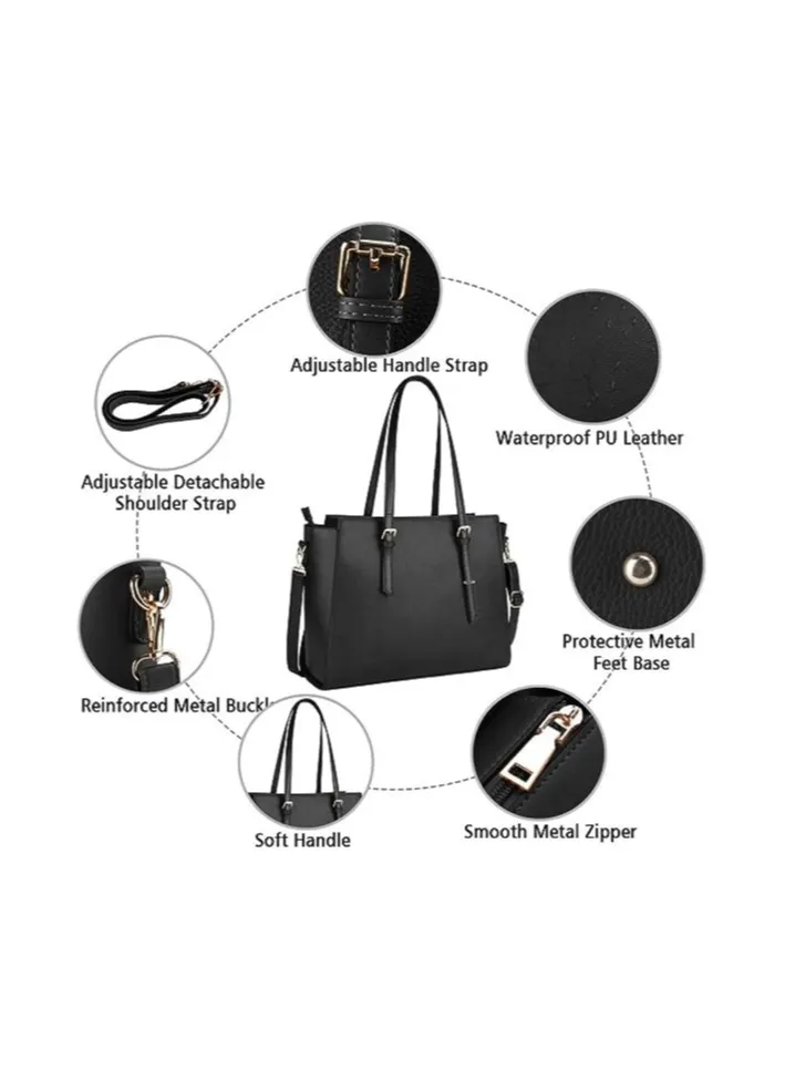 Leather Laptop Tote — 15.6" - Image 4