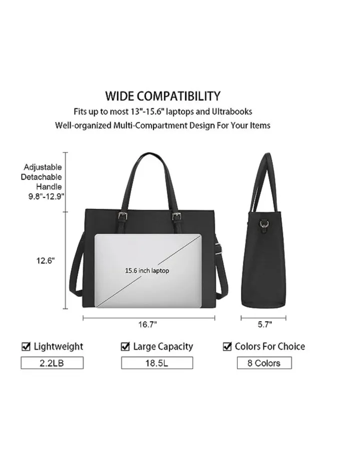 Leather Laptop Tote — 15.6" - Image 6